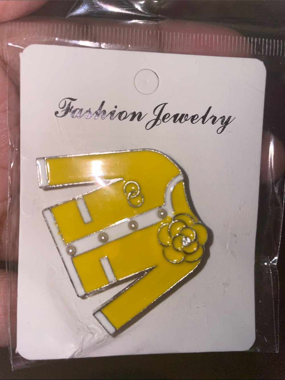 Yellow Enamel Sweater Brooch